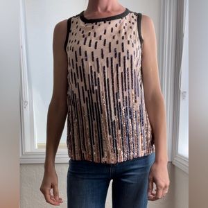 NWOT Peach/Grey Sequined Blouse, Size XS